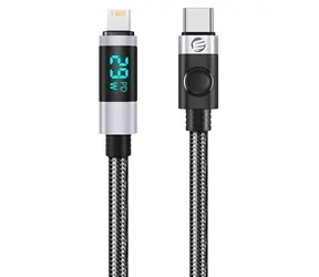 Orico LDC2L černá / Datový kabel / USB-C - Lightning / LED displej / PD 29W / 1,5 m