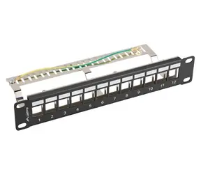 Lanberg Patch panel pro Keystone černý / Patch panel / 12 portů / FTP / 1U / 10" / neosazený
