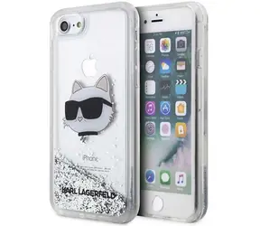 Karl Lagerfeld KLHCI8LNHCCS Glitter Choupette Head stříbrná / Kryt / Apple iPhone 7/8/SE 2020/2022