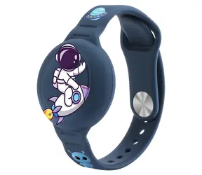 Hurtel AirTag Case námořnická modrá / Silikonový náramek / Apple AirTag / pro děti / kosmonaut