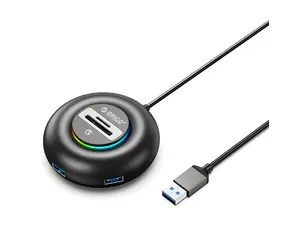Orico YXR4 černá / USB Hub / 4x USB-A 3.0 / RGB / čtečka SD a microSD / kabel 1,8 m
