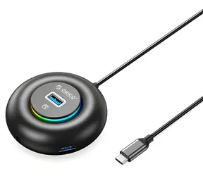 Orico YXR4-C3 černá / USB hub / 4x USB-A 3.0 / RGB / audio port / 0,3m