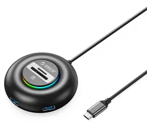 Orico YXR5-C3 černá / USB hub / 4x USB-A 3.0 / čtečka SD a microSD / kabel 0,3 m