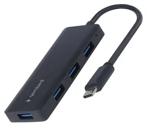 Gembird USB-C hub 4-portový / Hub / USB 3.1 Gen 1 / integrovaný kabel USB-C / 5 Gb/s