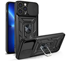 Hurtel Hybrid Armor Camshield černá / Zadní kryt / Apple iPhone 13 Pro / Kryt kamery a stojánek