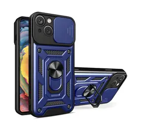 Hurtel Hybrid Armor Camshield modrá / Zadní kryt / Apple iPhone 15 Plus / Kryt kamery a stojánek