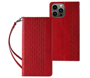 Hurtel Magnet Strap Case pro Samsung Galaxy S23+ červená / Kryt / Flipové pouzdro / Peněženka se stojánkem