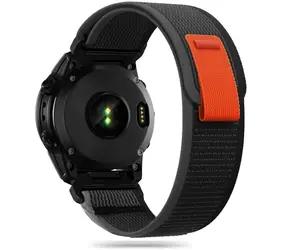Tech-Protect Nylon Strap černá/oranžová / Řemínek / pro Garmin Fenix 5 / 6 / 6 Pro / 7