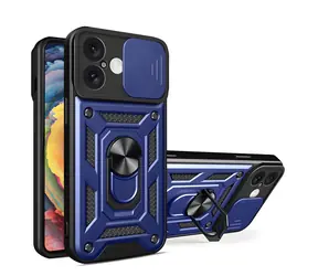 Hurtel Hybrid Armor Camshield modrá / Zadní kryt / Apple iPhone 16 / Kryt kamery a stojánek
