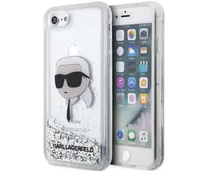 Karl Lagerfeld KLHCI8LNKHCH Glitter Karl Head stříbrná / Kryt / Apple iPhone 7/8/SE 2020/2022