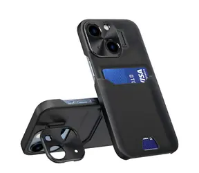 Hurtel Leather Stand Case pro Apple iPhone 14 černá / Peněženkové pouzdro / Kožené / Stojánek / Slot na kartu