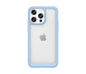 Hurtel Vyztužený kryt s pružným rámečkem pro Apple iPhone 15 Pro modrá / Kryt / Pružný rámeček