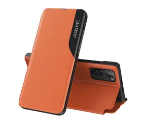Hurtel Eco Leather View Case oranžová / Flipové pouzdro / Xiaomi Redmi K40 Pro+, K40 Pro, K40, POCO F3 / Eko kůže