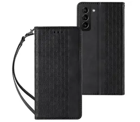 Hurtel Magnet Strap pouzdro pro Samsung Galaxy S22+ černá / Pouzdro / Peněženka na karty / Poutko na krk
