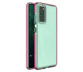 Hurtel Spring Case tmavě růžová / Kryt / Samsung Galaxy A02s / průhledné, barevný rámeček