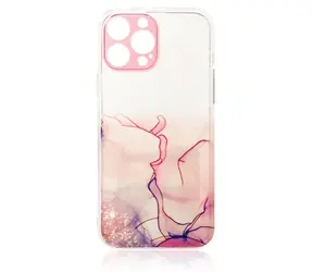 Hurtel Marble Case růžová / Kryt / Apple iPhone 12 Pro / gelový, mramorový vzor