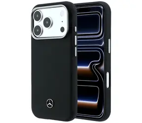 Mercedes Leather Semi Wrap Grill Pattern černá / Zadní kryt / MagSafe / pro iPhone 17 Pro