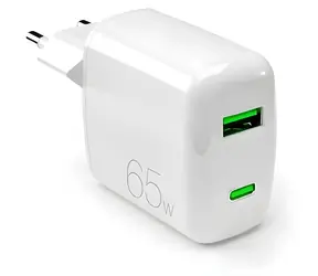 Puro MiniPro bílá / Cestovní adaptér / GaN / USB-C / USB-A / 65 W