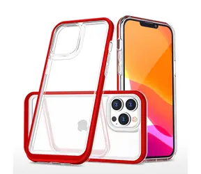 Hurtel Clear 3in1 pouzdro pro Apple iPhone 14 Pro Max červená / Pouzdro / Silikonové / Průhledné s rámečkem