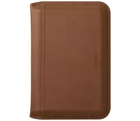 UNIQ Lyden DS hnědá / Peněženka se stojánkem / MagSafe nabíjení / RFID ochrana