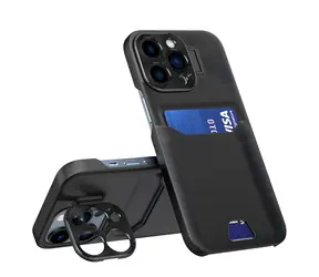 Hurtel Leather Stand Case černá / Kožené pouzdro / Apple iPhone 14 Pro Max / Peněženka se stojánkem