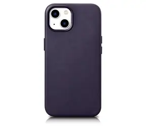 iCarer Leather Cover tmavě fialová / Pouzdro / Kožené / MagSafe / Apple iPhone 14 Plus