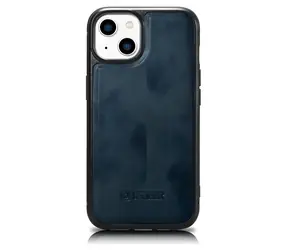 iCarer Oil Wax modrá / Kryt / Kožený zadní / Apple iPhone 14 Plus