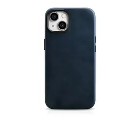 iCarer Oil Wax Premium MagSafe tmavě modrá / Pouzdro / Kožené / Apple iPhone 14 Plus