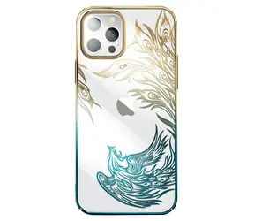 Kingxbar Phoenix Crystals zlatá a modrá / Luxusní pouzdro s krystaly / iPhone 14 Plus