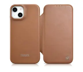iCarer CE Premium hnědá / Pouzdro / Kožené flip / MagSafe / Apple iPhone 14 Plus
