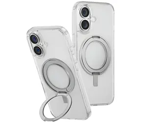 UNIQ Swivix 360 transparentní / Pouzdro / Apple iPhone 16 Plus / 360° otočný stojánek