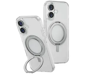 UNIQ Swivix 360 transparentní / Pouzdro / Apple iPhone 16 / 360° otočný stojánek