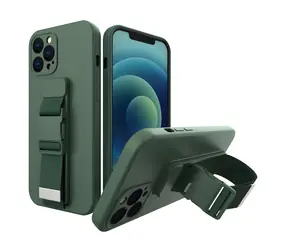 Hurtel Rope Case iPhone 12 Pro Max tmavě zelená / Ochranný kryt / Řetízek na krk / Gelový