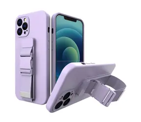 Hurtel Gelové pouzdro s řetízkem na krk Apple iPhone 12 Pro fialová / Pouzdro / Gelové / Šňůrka na krk
