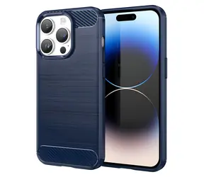 Hurtel Carbon Case iPhone 14 Pro Max modrá / Silikonové pouzdro / Karbonový vzor