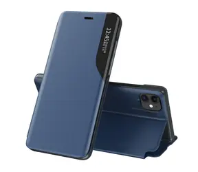 Hurtel Eco Leather View Case modrá / Pouzdro se stojánkem / Apple iPhone 13 Pro Max