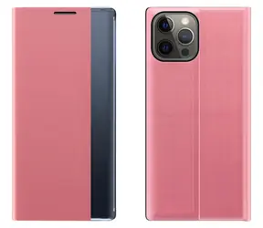 Hurtel Sleep Case růžová / Flipové pouzdro se stojánkem / Apple iPhone 13 Pro Max / Smart Window