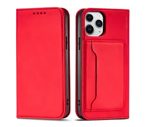 Hurtel Magnet Card Case červená / Pouzdro / Magnetické / Kapsa na kartu / iPhone 12 Pro