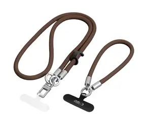 Tech-Protect C10S hnědo-titanová / Popruh na telefon / crossbody / 114 cm + poutko na zápěstí 31 cm