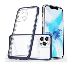 Hurtel Clear 3in1 Case modrý rámeček / Pouzdro / Silikonové / Průhledné / iPhone 12 Pro