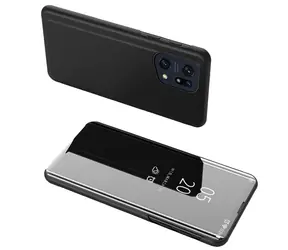 Hurtel Clear View Pouzdro s klopou pro Oppo Find X5 Pro černá / Flip pouzdro / Průhledné