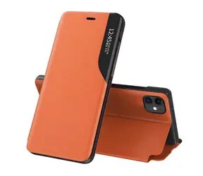 Hurtel Eco Leather View Case oranžová / Pouzdro se stojánkem / Apple iPhone 13 Pro Max