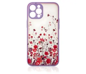 Hurtel Design Case iPhone 12 Pro Max fialová / Pouzdro / Květinový vzor / Silikonové