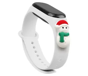 Hurtel Vánoční řemínek se sněhulákem pro Xiaomi Mi Band 3 a 4 bílá / Řemínek / Silikonový / Vánoční motiv