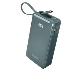 SBS 10000 mAh šedá / Powerbank / Power Delivery 20 W / LCD displej / integrovaný USB-C kabel
