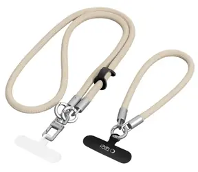 Tech-Protect C10S Beige Titanium / Popruh k telefonu na krk / s poutkem na zápěstí / 114 cm + 31 cm