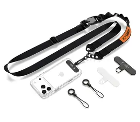 Tech-Protect C9S Rope černo-oranžová / Šňůrka na telefon / univerzální