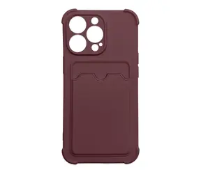 Hurtel Card Armor Case pro iPhone 12 Pro Max malinová / Pouzdro / Peněženka na kartu / Silikonové / Airbag rohy