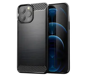 Hurtel Carbon TPU pouzdro pro Apple iPhone 13 Pro Max černá / Pouzdro / TPU / Karbonový vzhled