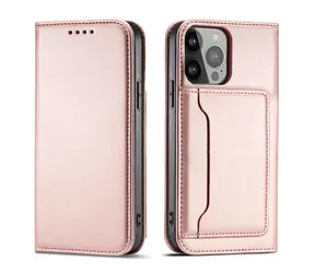 Hurtel Magnet Card pouzdro pro Apple iPhone 13 Pro Max růžová / Pouzdro / Magnetické / Kapsa na kartu